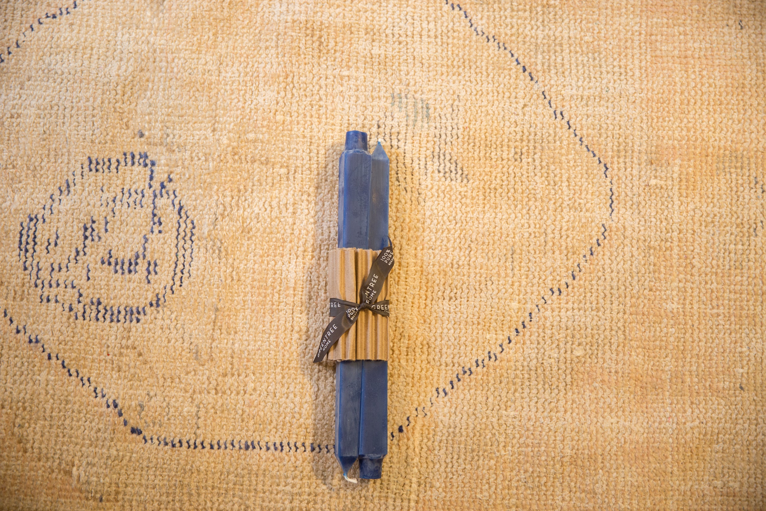 Made in NY Beeswax Candle Square Cobalt Blue Tapers // ONH Item 6081 Image 1