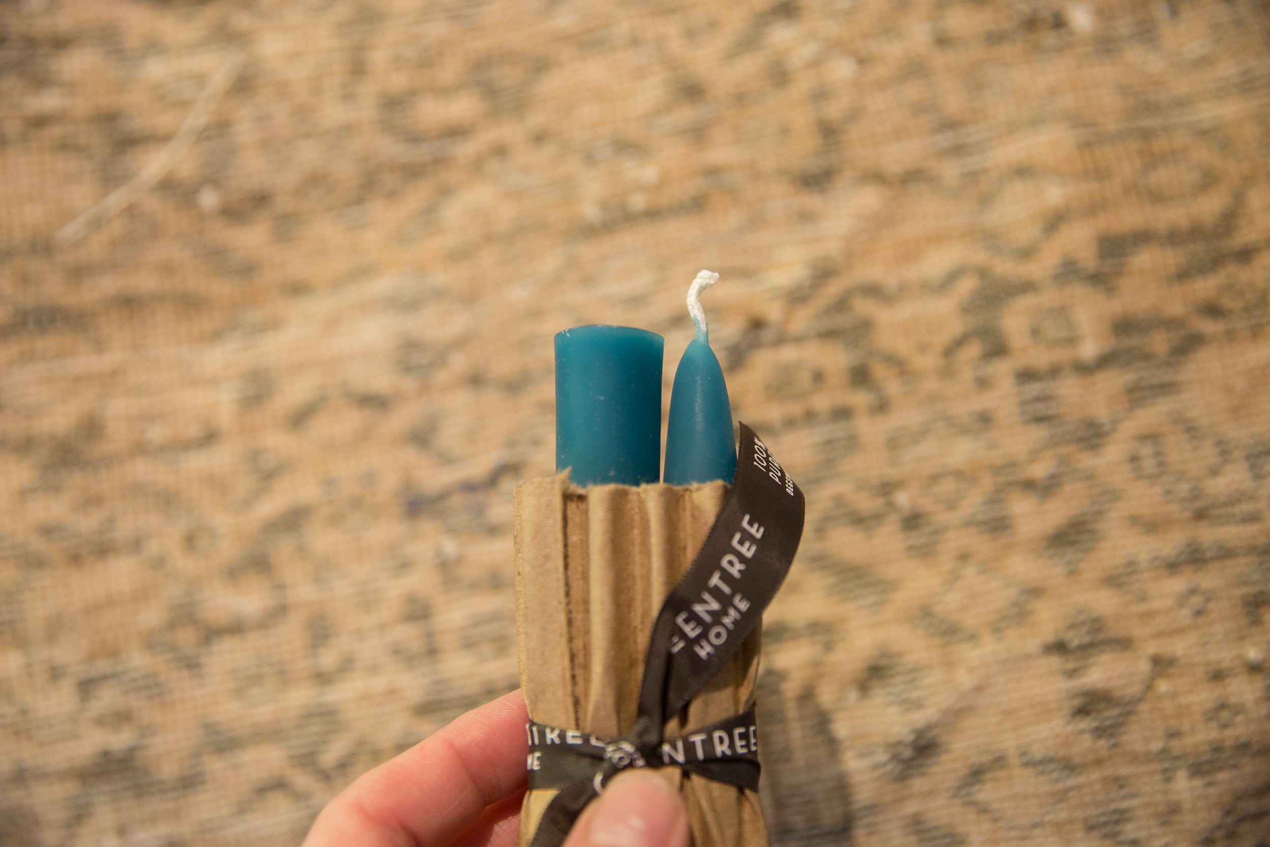 Made in NY Beeswax Candle Everyday 6" Turquoise Tapers // ONH Item 6088 Image 1