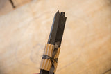 Pair of black square extra large beeswax taper candles, hand-poured and ribbon-tied.