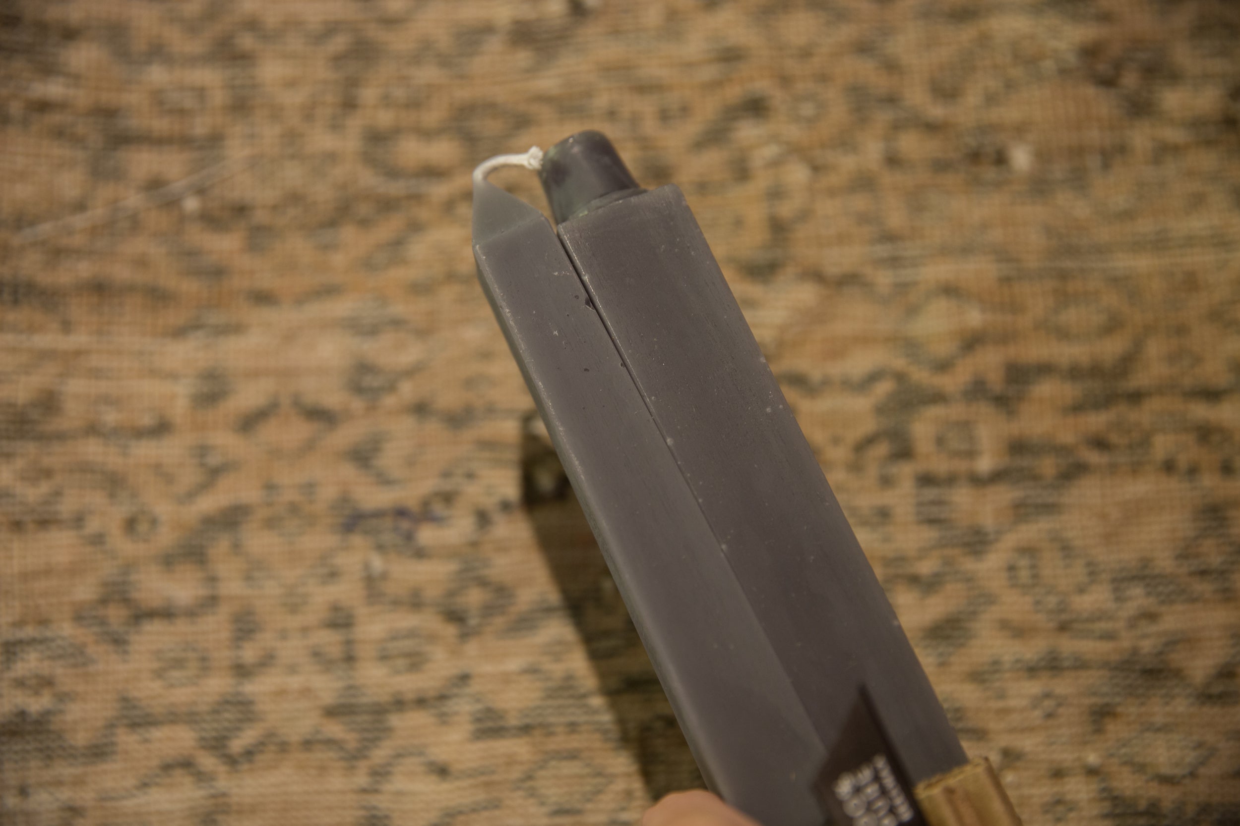 Made in NY Beeswax Candle Square Extra Large Gray Tapers // ONH Item 6095 Image 1