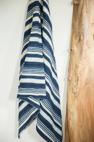 Striped Indigo African Textile Throw