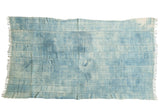 Hand woven vintage African indigo textile throw, denim blue bands, storied patina, 3'7