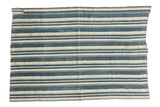 Supple hand-woven vintage collectible African indigo textile with varied blue and cream stripes.
