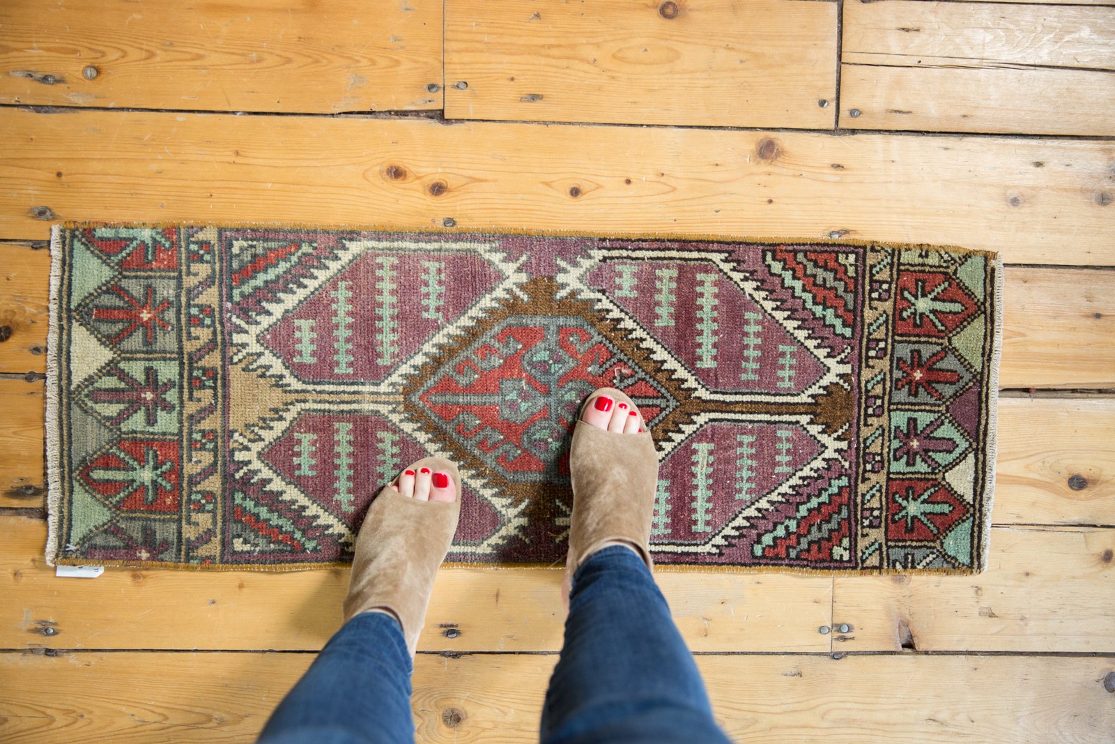 1x3.5 Vintage Distressed Oushak Rug Mat Runner // ONH Item 6121 Image 1