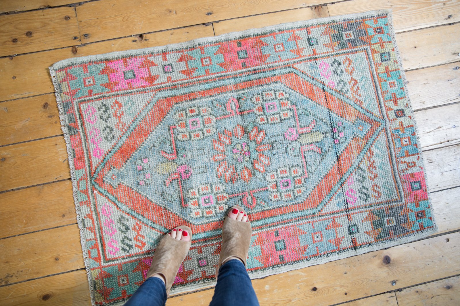 Vintage Distressed Oushak Rug