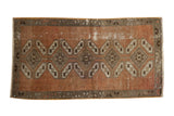 Distressed vintage Oushak rug with geometric copper, ivory, and brown medallions. 1'6