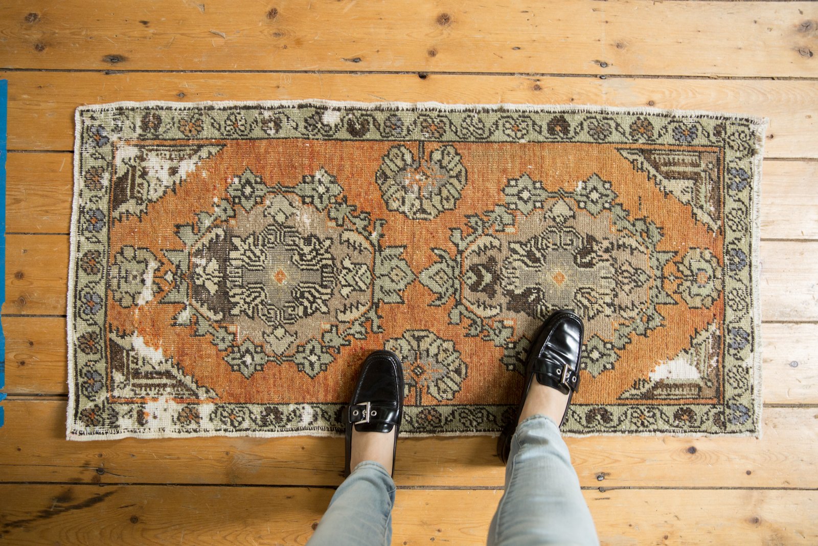  Vintage Distressed Oushak Rug Runner / Item 6166 image 2