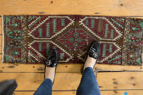 1x3.5 Vintage Distressed Oushak Rug Mat Runner // ONH Item 6176 Image 1