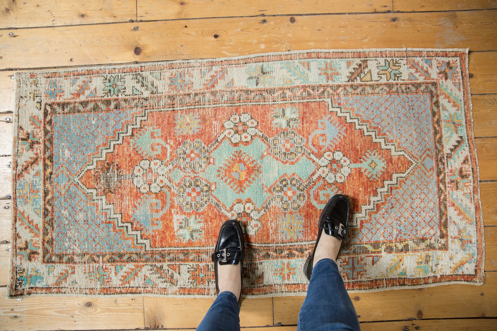  Vintage Distressed Oushak Rug Runner / Item 6187 image 2