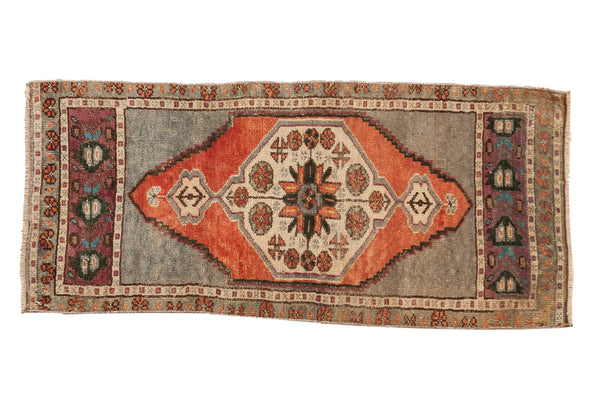 Vintage Distressed Oushak Rug Mat Runner / ONH item 6210 