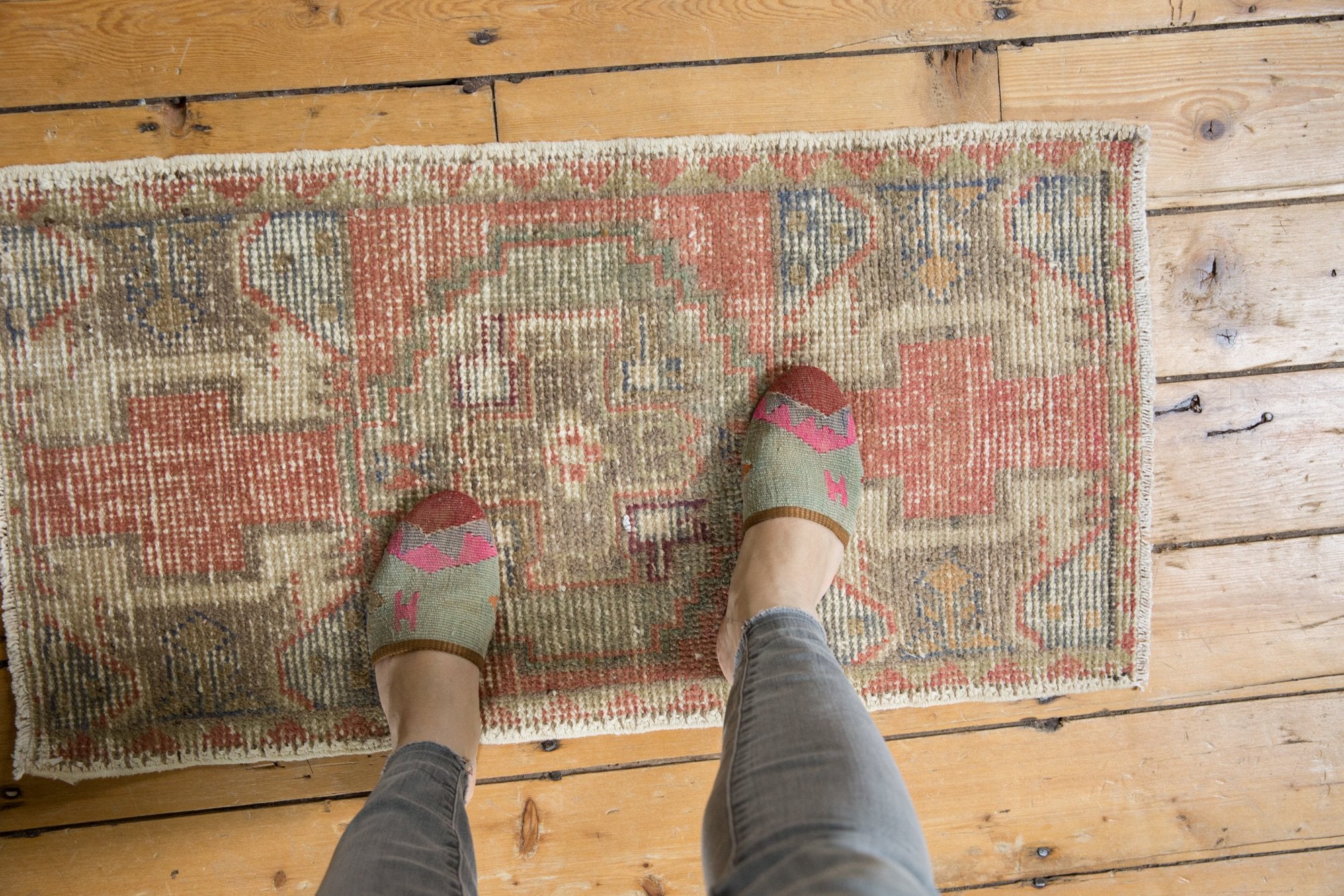 1.5x3 Vintage Distressed Oushak Rug Mat // ONH Item 6220 Image 1