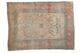 Antique Persian Kerman rug, faded ivory medallion, cochineal red florals, 2'11