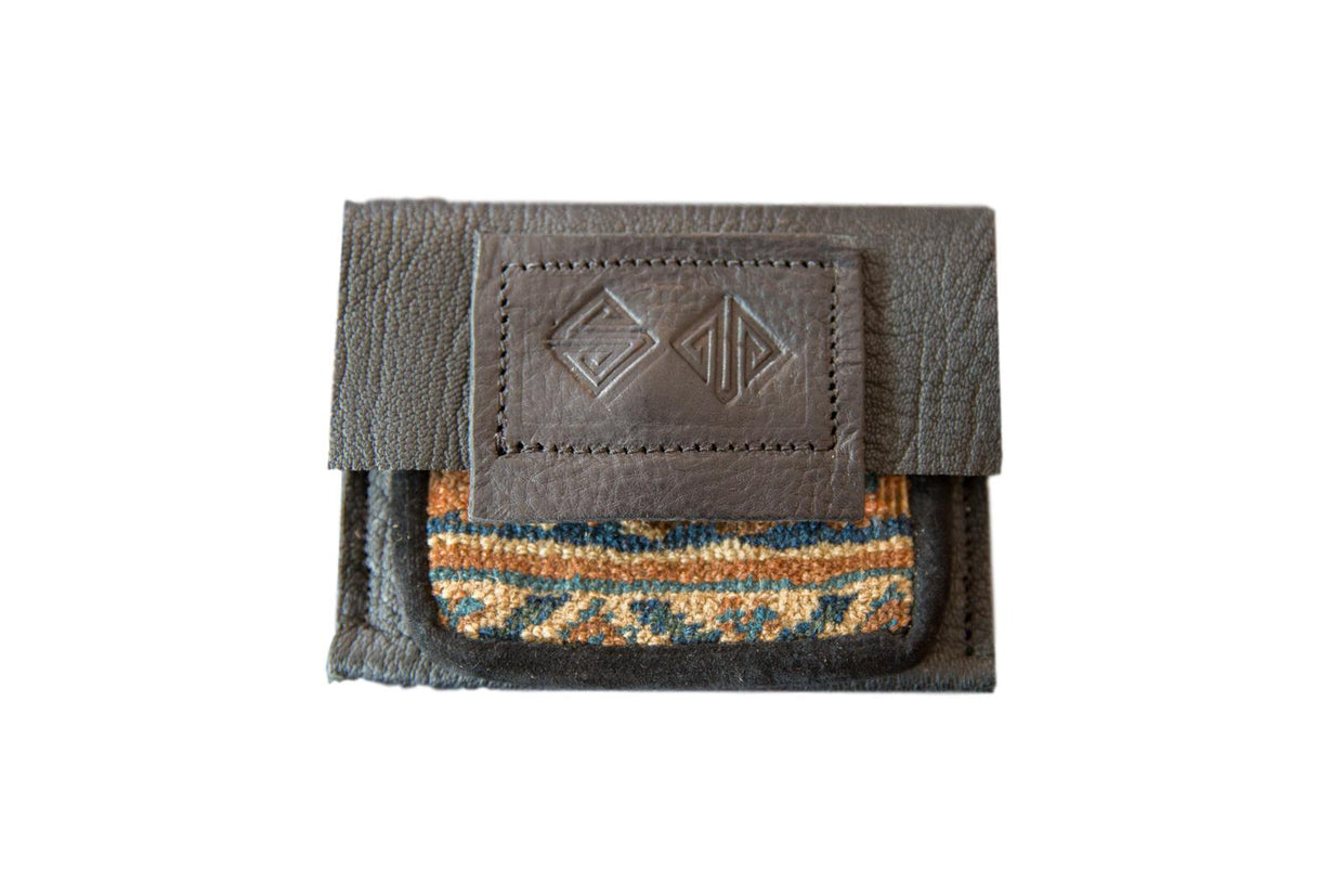 Leather and Rug Fragment Coin Purse // ONH Item 6233
