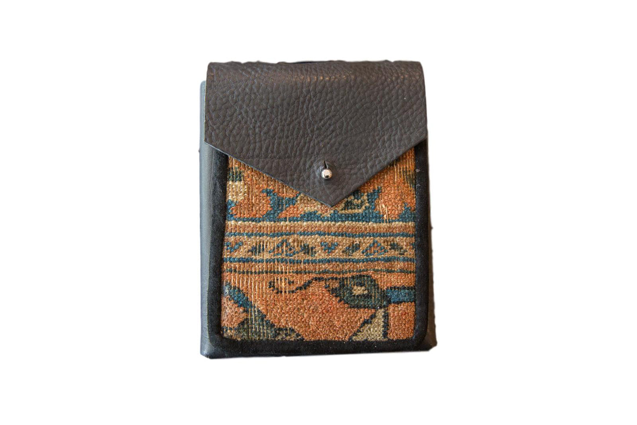 Rug Fragment and Leather Shoulder Bag // ONH Item 6245