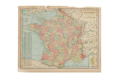 Map of France Cram's Unrivaled Atlas of the World 1907 Edition