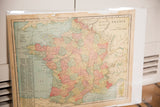Upper right detail of Cram's 1907 France map, showing title, borders, and aged paper.