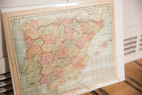 Eastern view of Cram's 1907 map of Spain, showing pastel territories and edge patina.