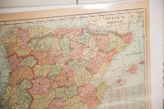 Map of Spain Cram's Unrivaled Atlas of the World 1907 Edition