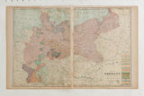 Cram's 1907 map of Germany, featuring aged pastel colors and a prominent center fold.