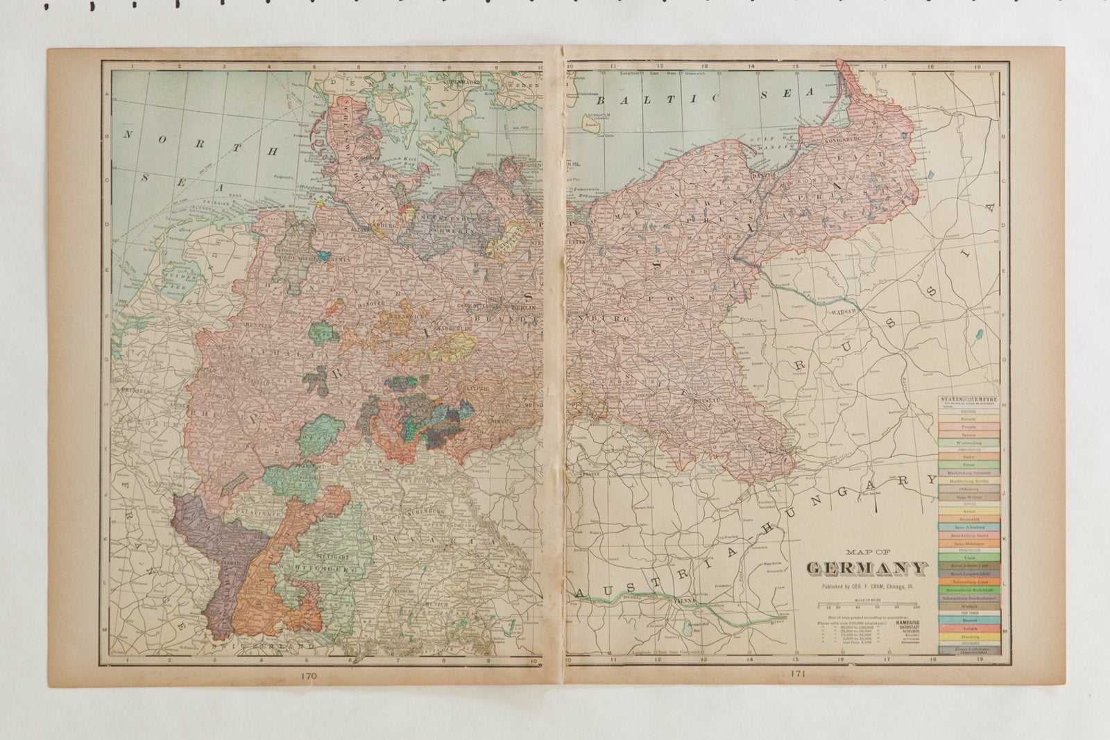 Map of Italy Cram's Unrivaled Atlas of the World 1907 Edition