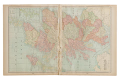 Map of Scotland Cram's Unrivaled Atlas of the World 1907 Edition