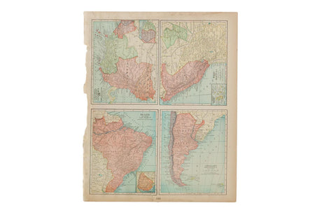 Map of Brazil Cram's Unrivaled Atlas of the World 1907 Edition