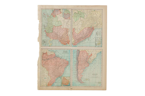 Map of Brazil Cram's Unrivaled Atlas of the World 1907 Edition