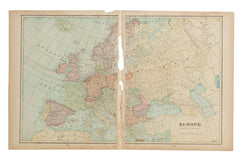 Map of Europe Cram's Unrivaled Atlas of the World 1907 Edition
