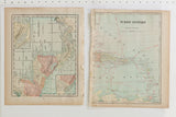 Cram's 1907 atlas pages, Central America and West Indies, showing aged patina and soft colors.
