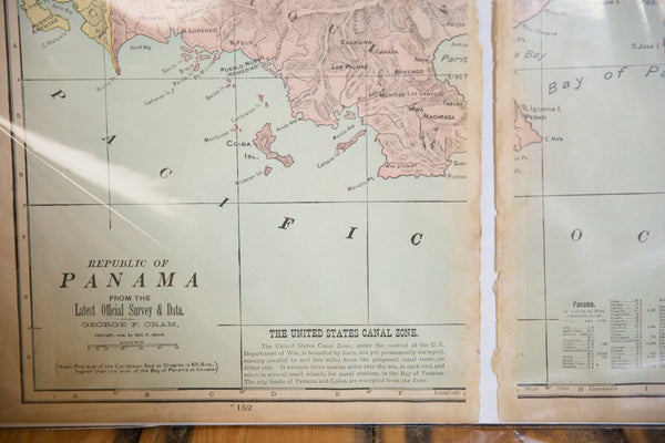 Map of Panama Cram's Unrivaled Atlas of the World 1907 Edition