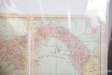 Aged 1907 map of Panama detailing Bay of Panama, Gulf of Darien, and flag inset.