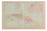 Cram's 1907 map of Cuba, showing landmasses, an inset of Havana, and muted pastel colors.
