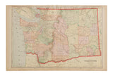 Antique Cram's 1907 Map of Washington with detailed counties and geographic features.