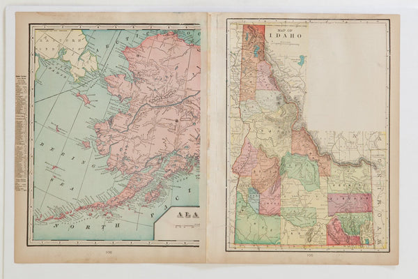Map of Washington Cram's Unrivaled Atlas of the World 1907 Edition