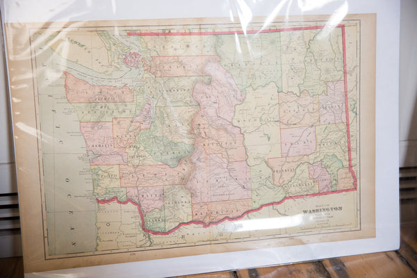 Map of Washington Cram's Unrivaled Atlas of the World 1907 Edition