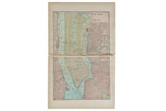 Map of New York City Cram's Unrivaled Atlas of the World 1907 Edition