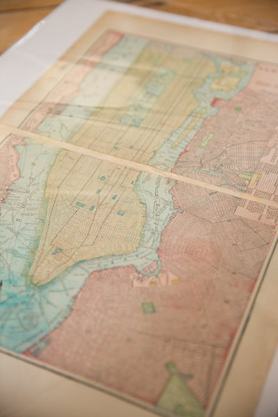 Map of New York City Cram's Unrivaled Atlas of the World 1907 Edition