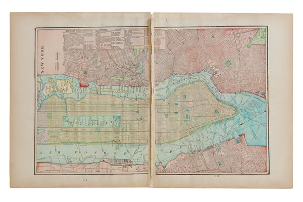 Map of New York City Cram's Unrivaled Atlas of the World 1907 Edition