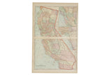Vintage 1907 Cram's California map, time-softened colors and red state borders.