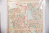 Detail of 1907 California map: central area with faded green, pink, cream regions.