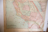 Angled view of the 1907 Cram's California map, showing geographic details and page numbers.