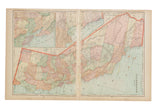Open 1907 California map, showing pastel geographic details, aged paper, and center fold.