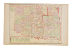 Map of Oklahoma Cram's Unrivaled Atlas of the World 1907 Edition