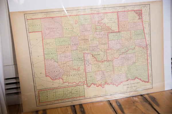Map of Oklahoma Cram's Unrivaled Atlas of the World 1907 Edition