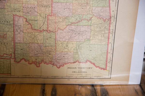 Map of Oklahoma Cram's Unrivaled Atlas of the World 1907 Edition