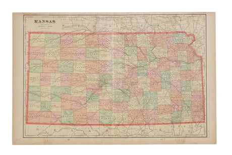 Map of Kansas Cram's Unrivaled Atlas of the World 1907 Edition