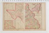 Aged double page spread from Cram's 1907 Atlas, featuring maps of New Mexico and Missouri.