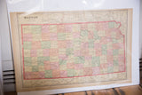 Cram's 1907 Map of Kansas with soft-hued counties and aged paper patina.