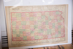 Map of Kansas Cram's Unrivaled Atlas of the World 1907 Edition