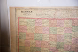 Central section of Cram's 1907 Kansas map, detailing counties on aged, time-softened paper.